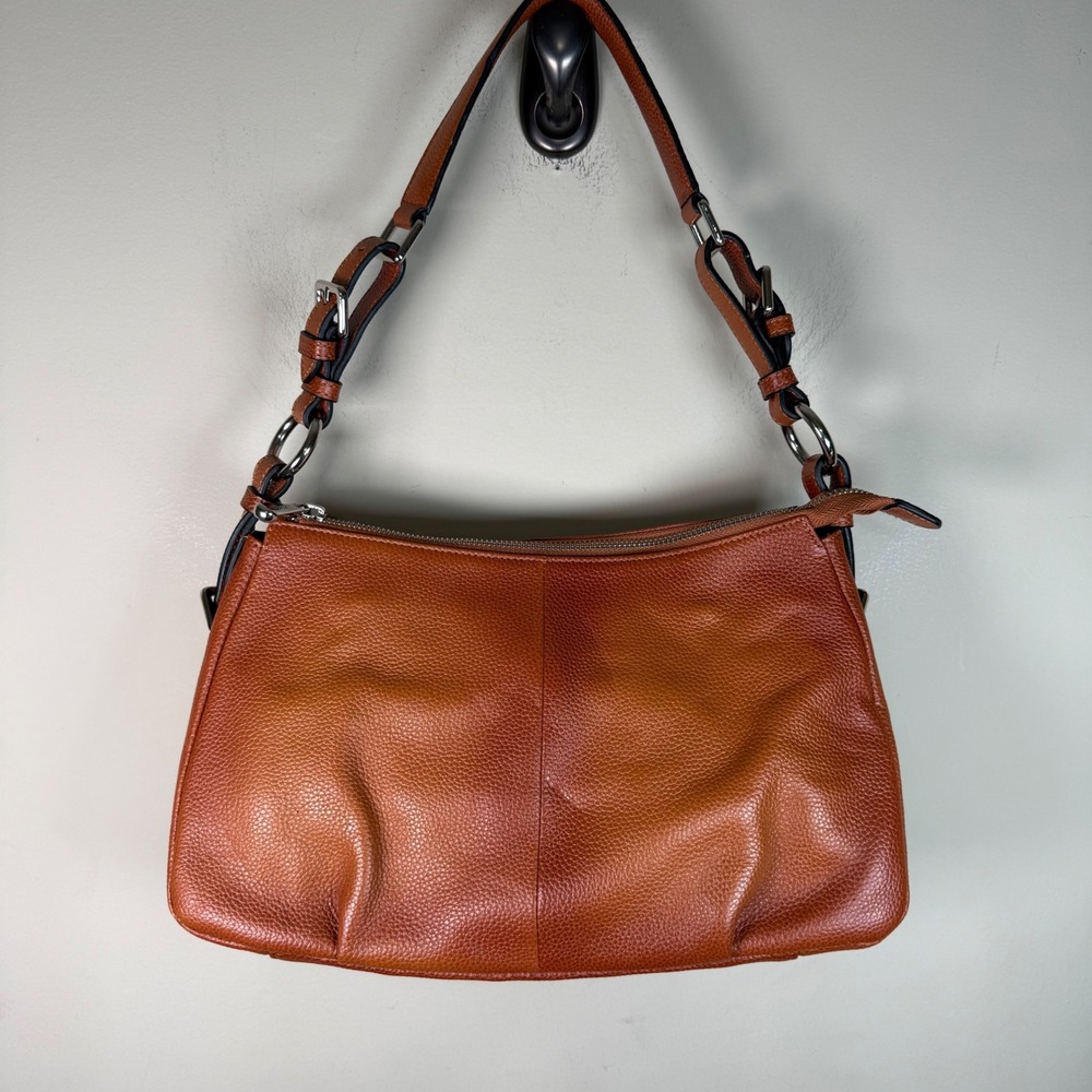 S-Zone Ombre Cognac Brown Pebbled Leather Hobo Shoulder Bag